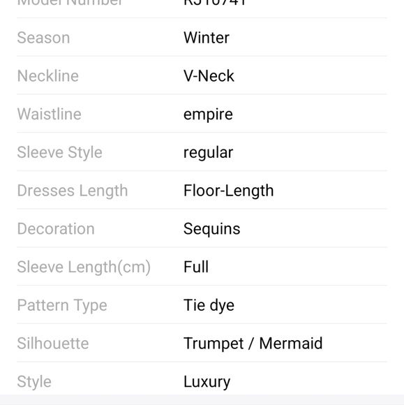 Blue, Tie Dye, Gradient Print, Long Sleeved,  V Neck,  Contrast Sequined Gown - Picture 15 of 16